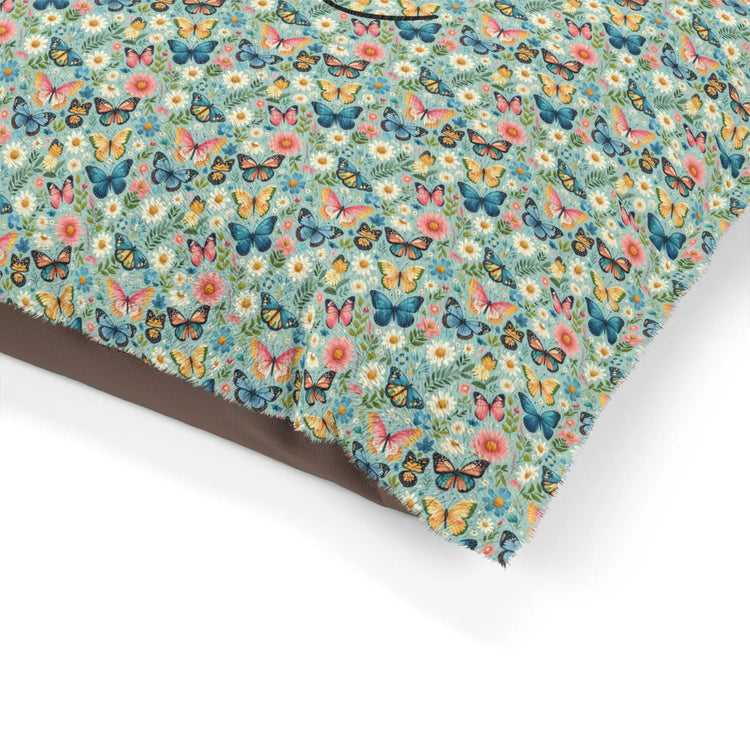 Floral Pet Bed for Dogs & Cats, Personalized Dog Bed with Butterflies, Cozy Pet Cushion, Unique Pet Gift, Home Decor for Pet Lovers