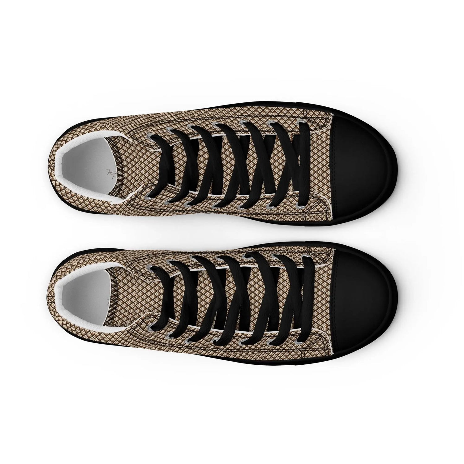 Geometric All-Over Pattern Men’s High Tops | Trendy Custom Sneakers | Stylish Modern Footwear for Men | Unique, Bold & Comfortable