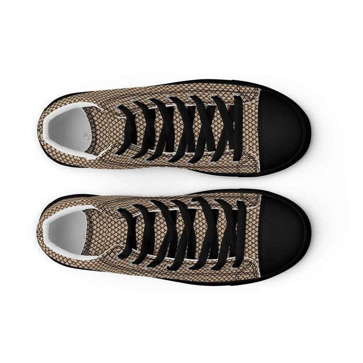 Geometric All-Over Pattern Men’s High Tops | Trendy Custom Sneakers | Stylish Modern Footwear for Men | Unique, Bold & Comfortable
