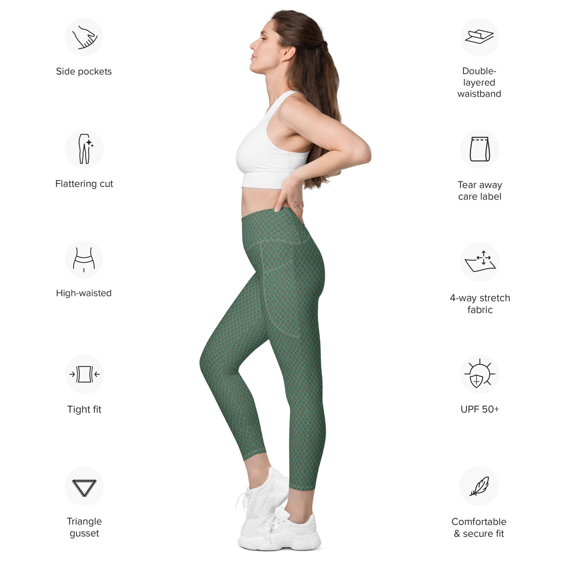 Geometric All-Over Pattern Women&#39;s Stretch Leggings | Trendy High Waist Fashion Pants | Comfortable & Stylish Activewear Leggings