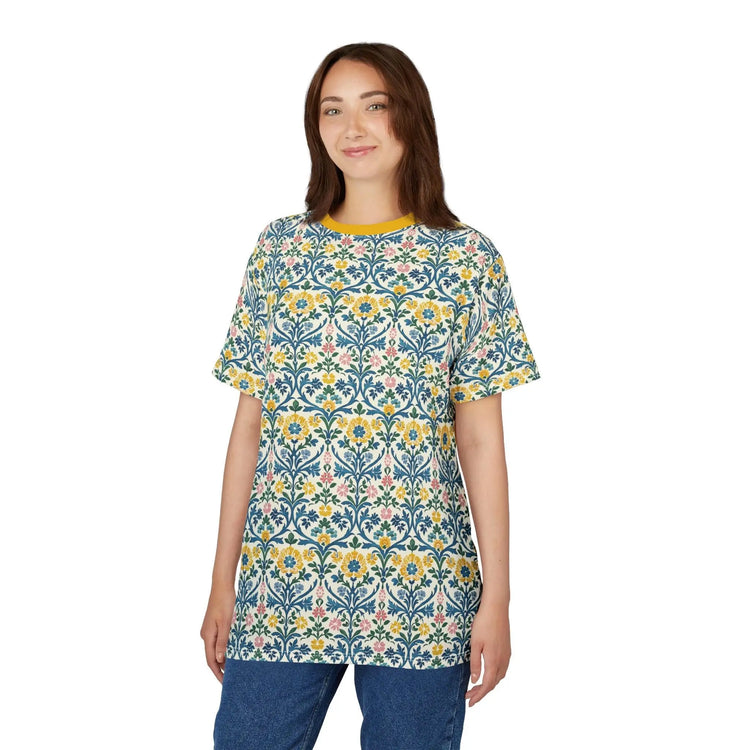 Floral Pattern Unisex Tee, Summer Wear, Gift for Her, Casual Outfit, Eco-Friendly Fashion, Customizable Shirt