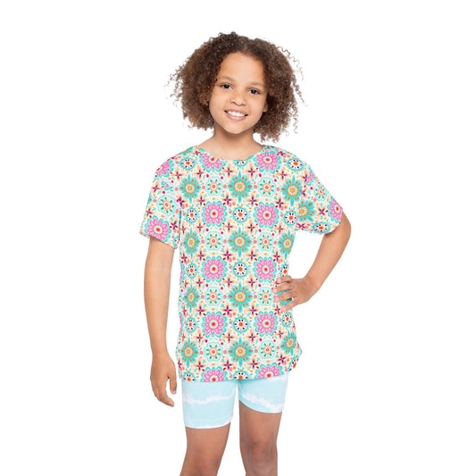 Colorful Girls Sports Jersey - Fun Floral Design for Active Play, Perfect for Birthday Gifts, Sports Events, Summer Camp, Playdates, Team