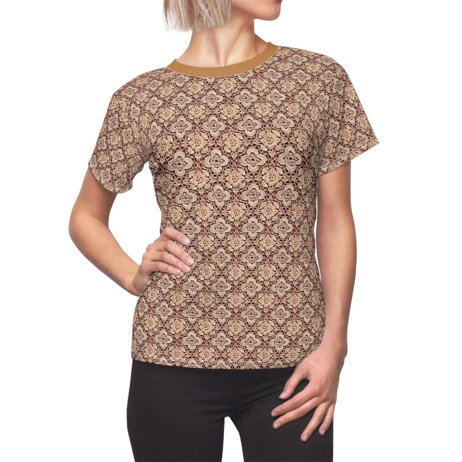 Boho Floral Cut & Sew Tee - Vintage Style T-Shirt for Women, Casual Wear, Spring Fashion, Gift for Her, Everyday Comfort