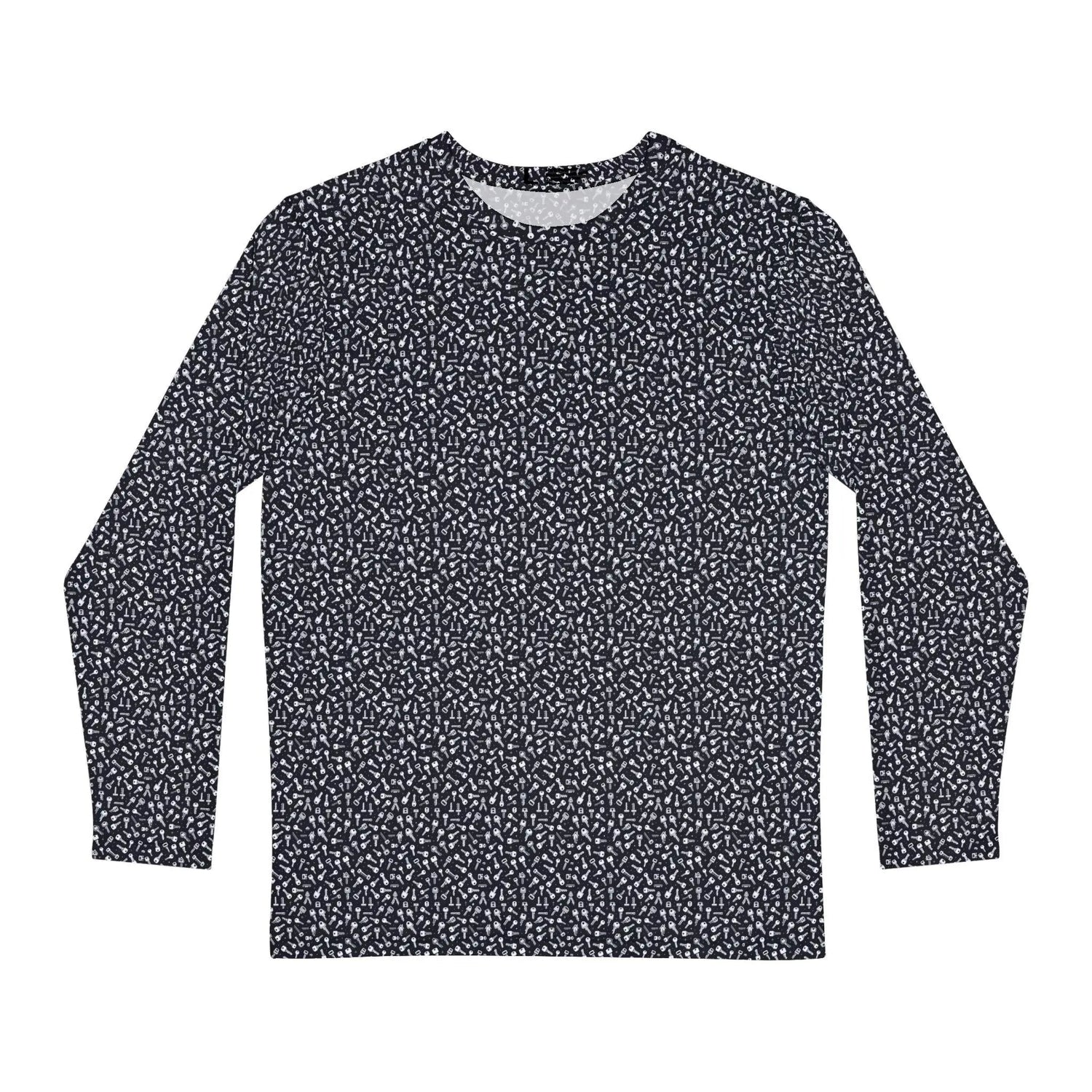 Mens Long Sleeve Print Shirt - Geometric Keys Design, Casual Mens Top, Everyday Wear, Birthday Gift, Lightweight Layering