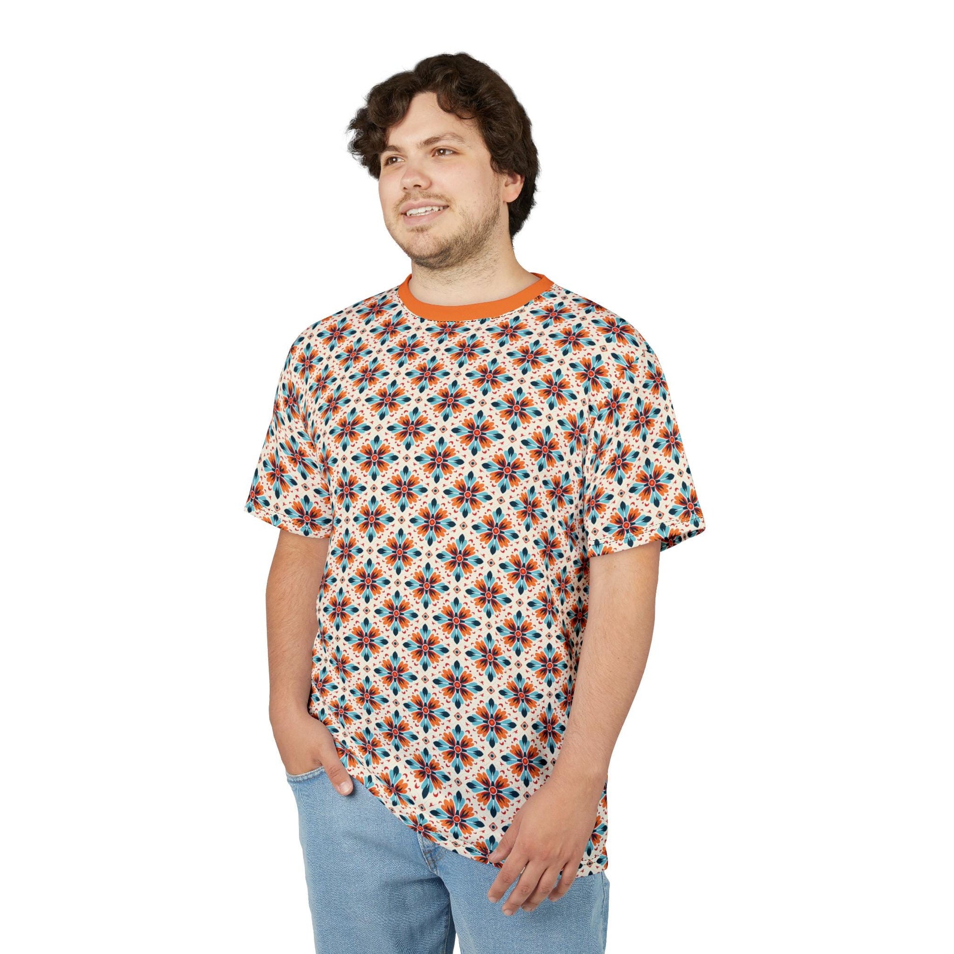 Colorful Men's Cut & Sew Tee - Boho Vibe Shirt for Casual Outings, Unique Gift for Birthdays, Summer Festivals
