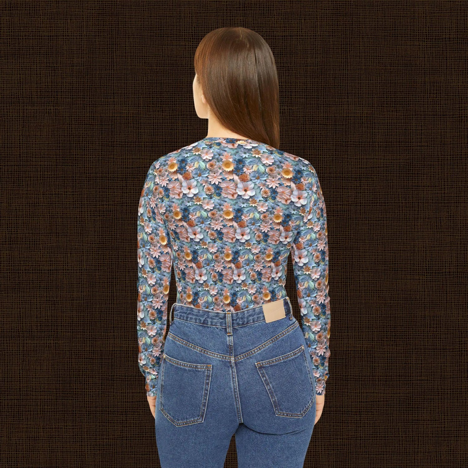 Floral Long Sleeve V-Neck Shirt - Boho Top, Nature-Inspired Apparel, Spring Fashion, Everyday Casual Wear, Gift for Her, Floral Print