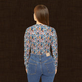 Floral Long Sleeve V-Neck Shirt - Boho Top, Nature-Inspired Apparel, Spring Fashion, Everyday Casual Wear, Gift for Her, Floral Print
