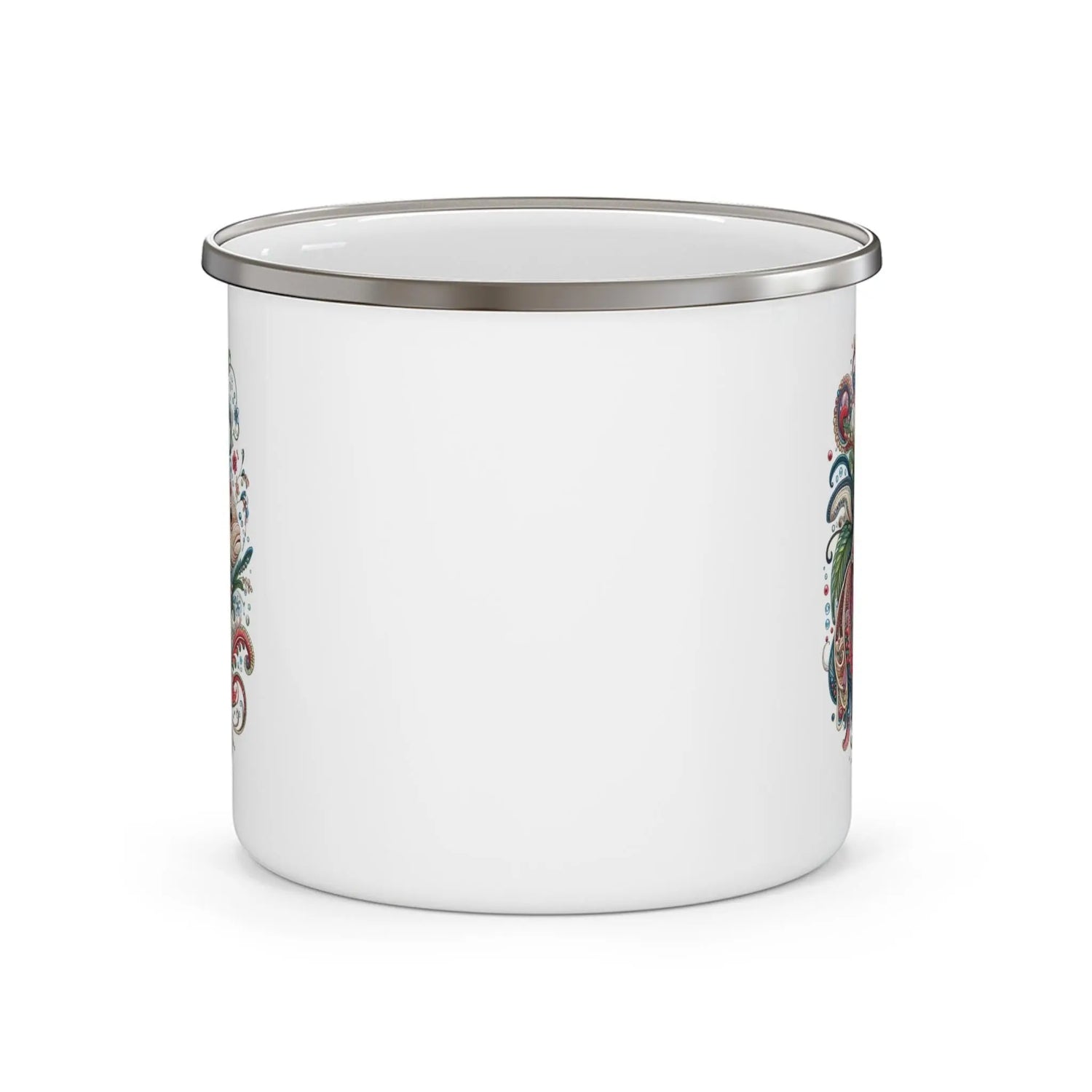 Whimsical Fish Design Enamel Camping Mug, Outdoor Coffee Mug, Fun Travel Mug, Gift for Nature Lovers, Fishing Enthusiasts
