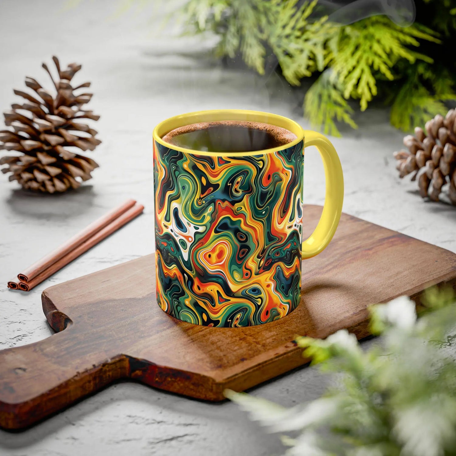 Boho Abstract Coffee Mug - Colorful 11oz Drinkware, Unique Gift for Art Lovers, Home Decor, Fun Coffee Cup