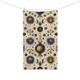 Celestial Hand Towel - Cosmic Decor, Starry Kitchen Towel, Astrology Gift, Boho Bathroom Accessory, Sun and Moon Towel