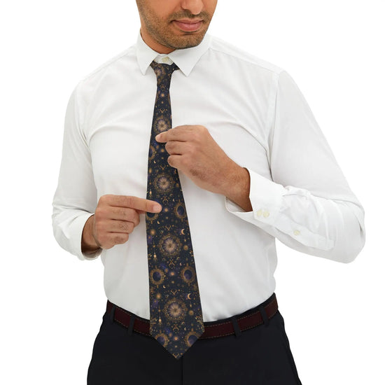 Celestial Pattern Necktie, Elegant Tie for Men, Astronomy Gift, Formal Attire, Night Sky Accessories, Perfect for Weddings, Parties