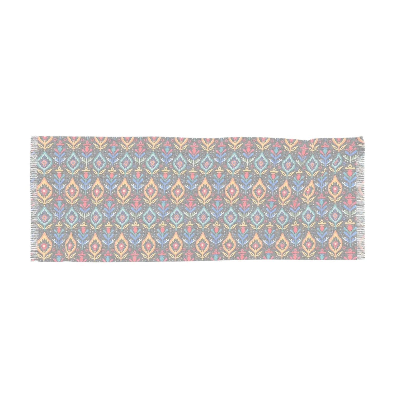 Bohemian Light Scarf with Colorful Floral Pattern, Fashion Accessory, Gift for Her, Lightweight Summer Wrap, Festival Scarf, Casual Chiffon
