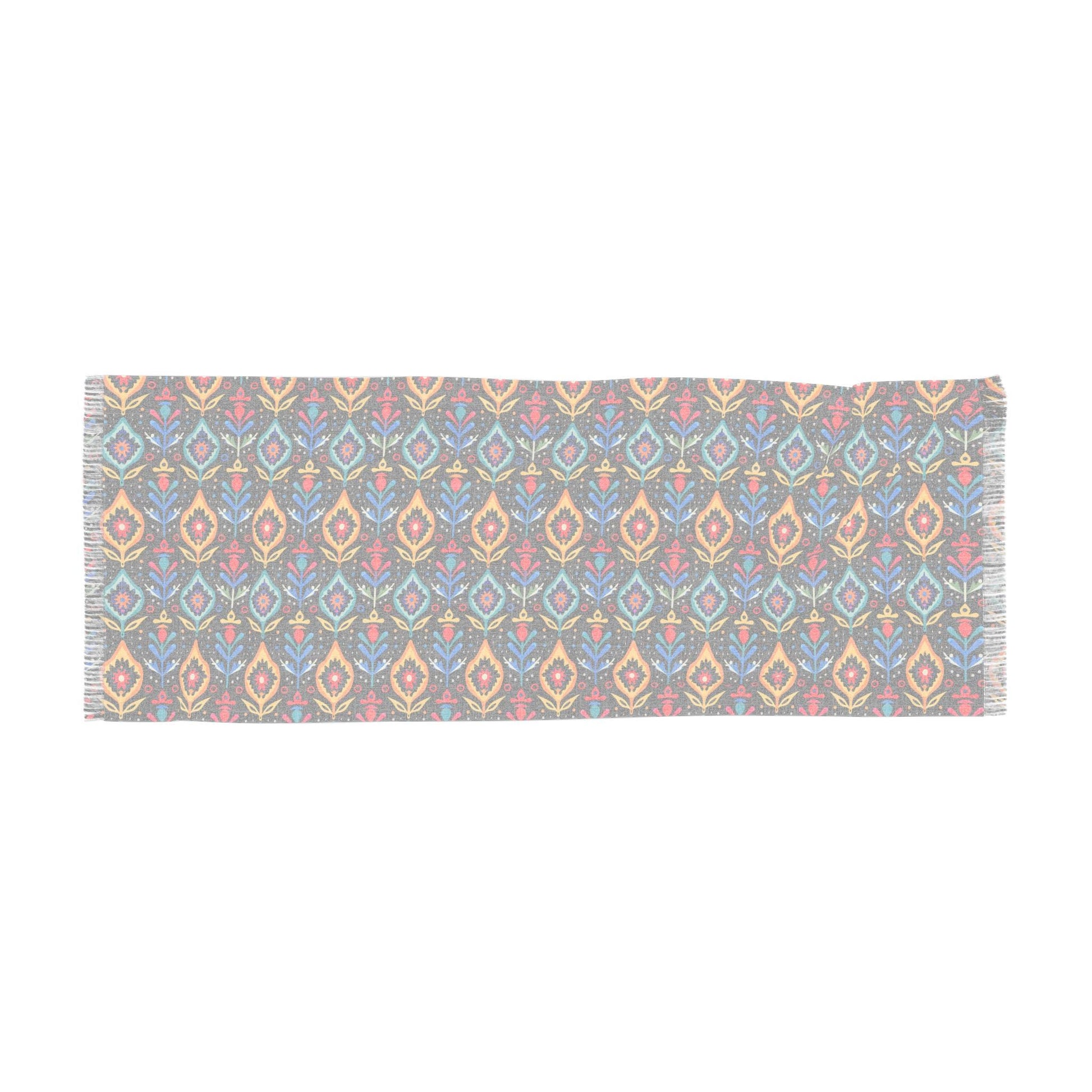 Bohemian Light Scarf with Colorful Floral Pattern, Fashion Accessory, Gift for Her, Lightweight Summer Wrap, Festival Scarf, Casual Chiffon