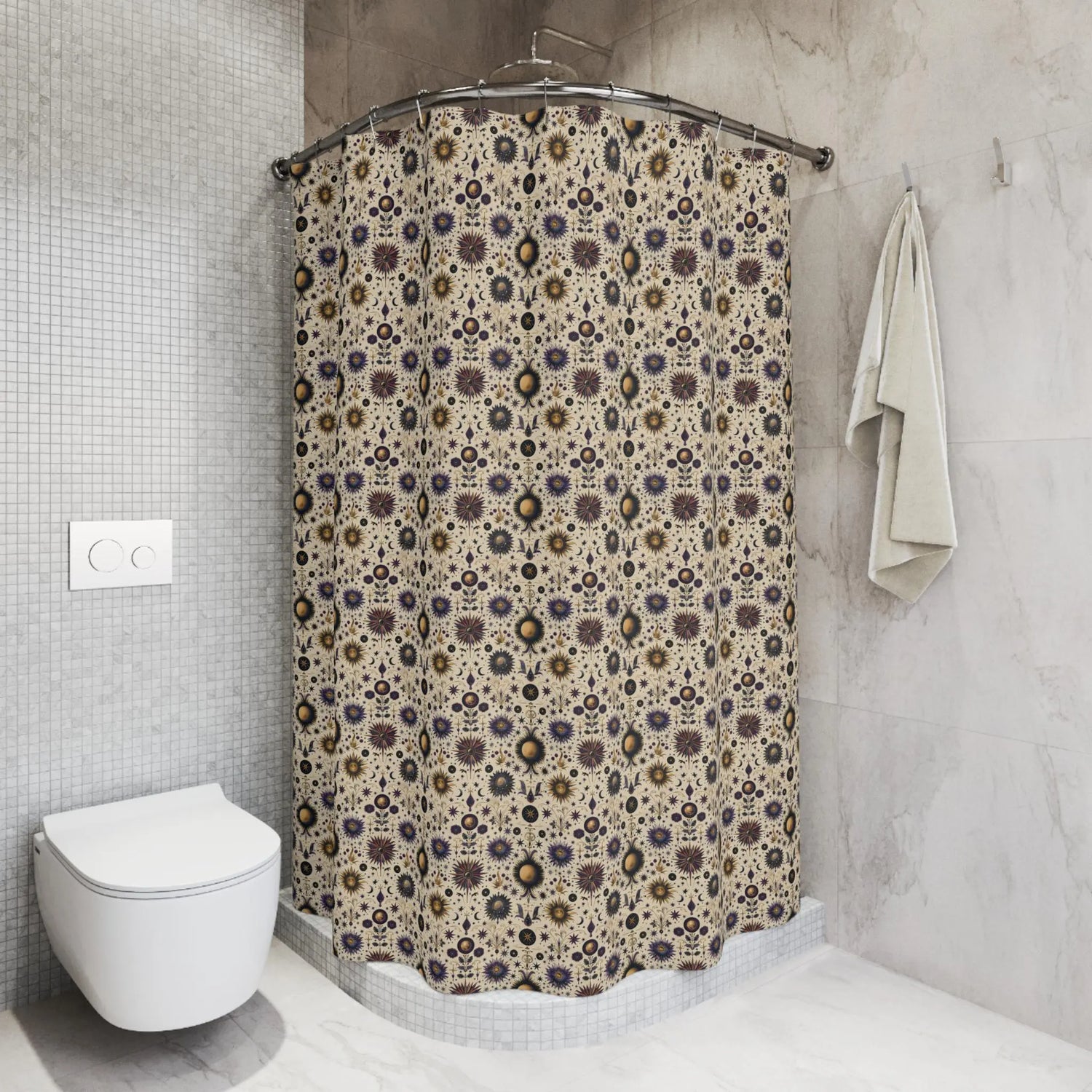 Boho Floral Shower Curtain | Vibrant Bath Decor, Eco-Friendly Bathroom, Unique Gift for Home, Festival Vibes, Colorful Patterns