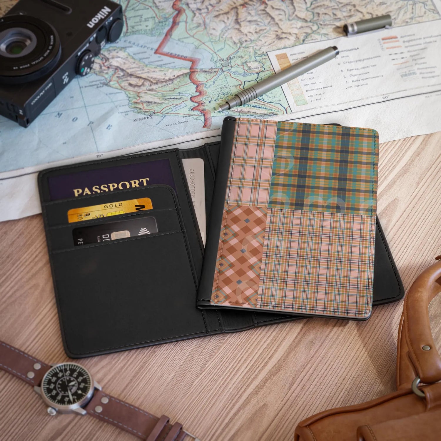 Checkered Passport Cover, Travel Accessories, Cute Passport Holder, Passport Wallet, Gifts for Travelers