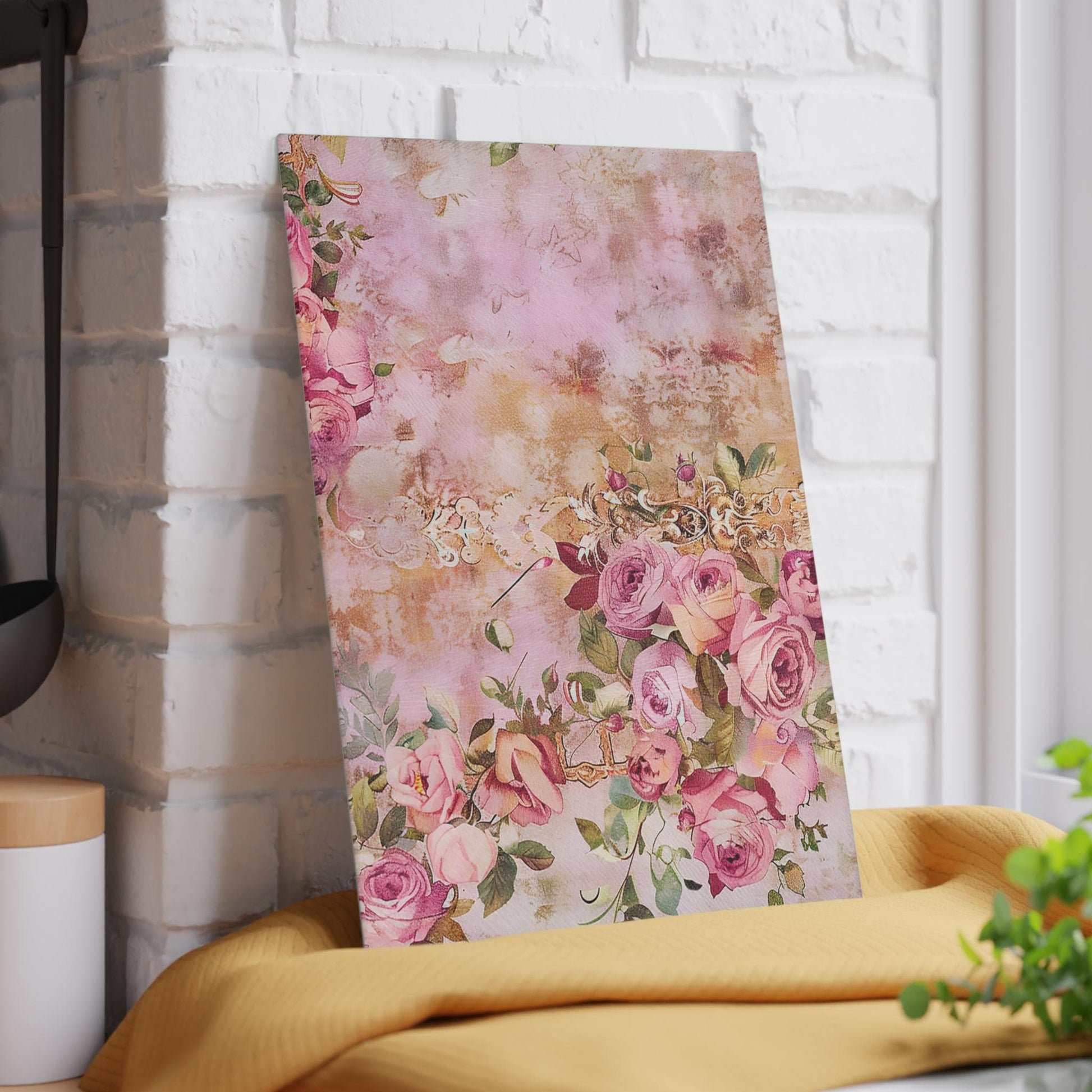 Elegant Floral Glass Cutting Board - Stylish Kitchen Décor, Gift for Home Cooks, Wedding Gift, Unique Housewarming Gift, Vintage