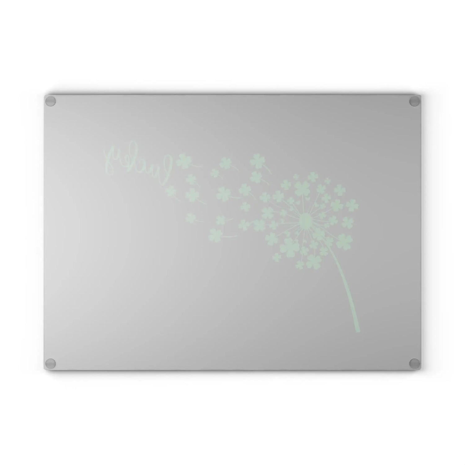 Lucky Dandelion Glass Cutting Board, Kitchen Decor, Gift for Chef, St. Patrick&