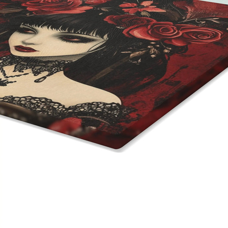 Gothic Art Glass Cutting Board | Darkly Elegant Kitchen Decor, Halloween Gift, Unique Gift for Her, Home Cooking Accessory