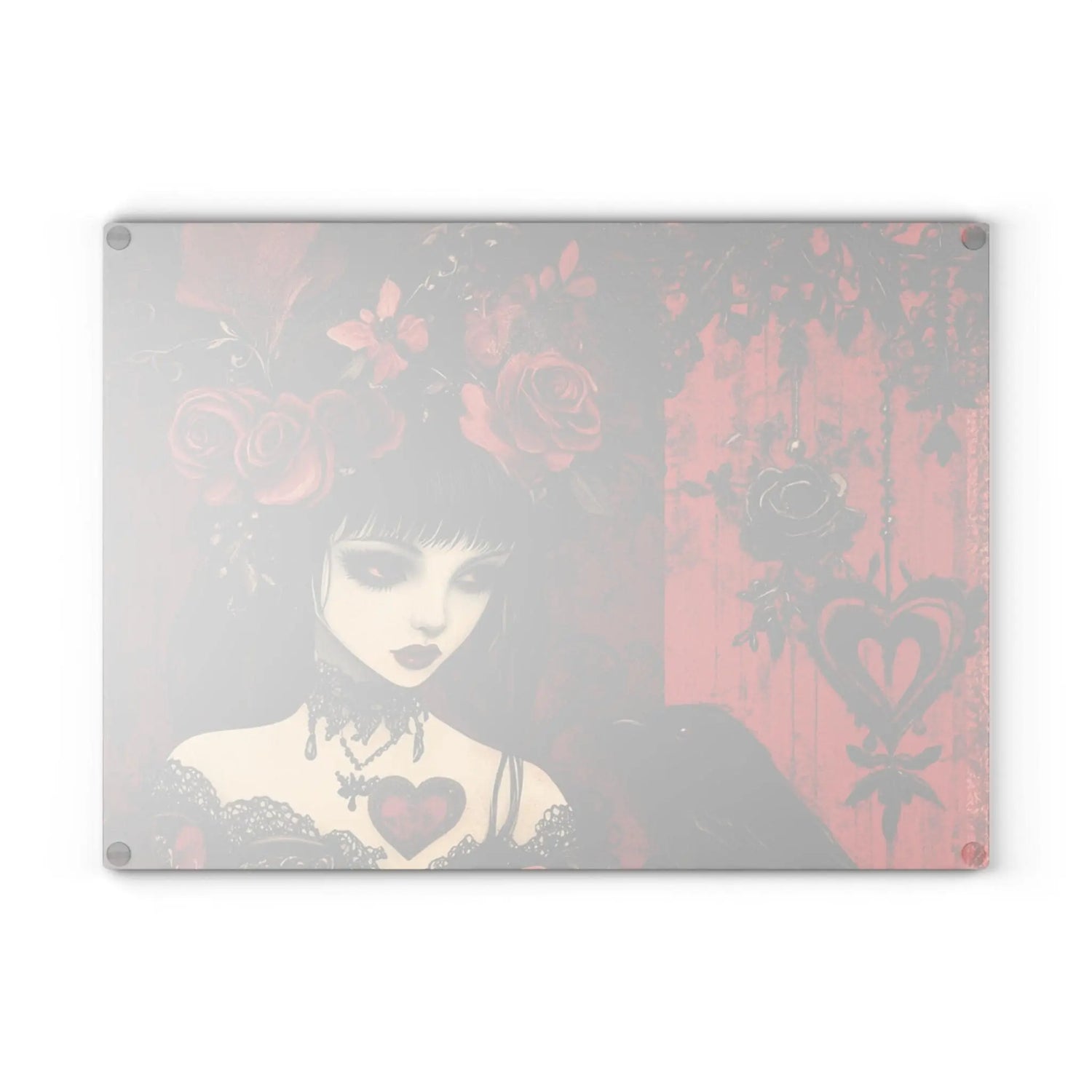 Gothic Art Glass Cutting Board | Darkly Elegant Kitchen Decor, Halloween Gift, Unique Gift for Her, Home Cooking Accessory