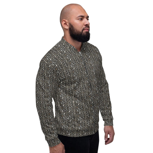 Men’s Geometric All-Over Pattern Bomber Jacket – Stylish & Trendy Streetwear Jacket for Modern Men – Fashionable Outerwear
