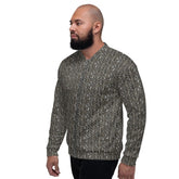Men’s Geometric All-Over Pattern Bomber Jacket – Stylish & Trendy Streetwear Jacket for Modern Men – Fashionable Outerwear
