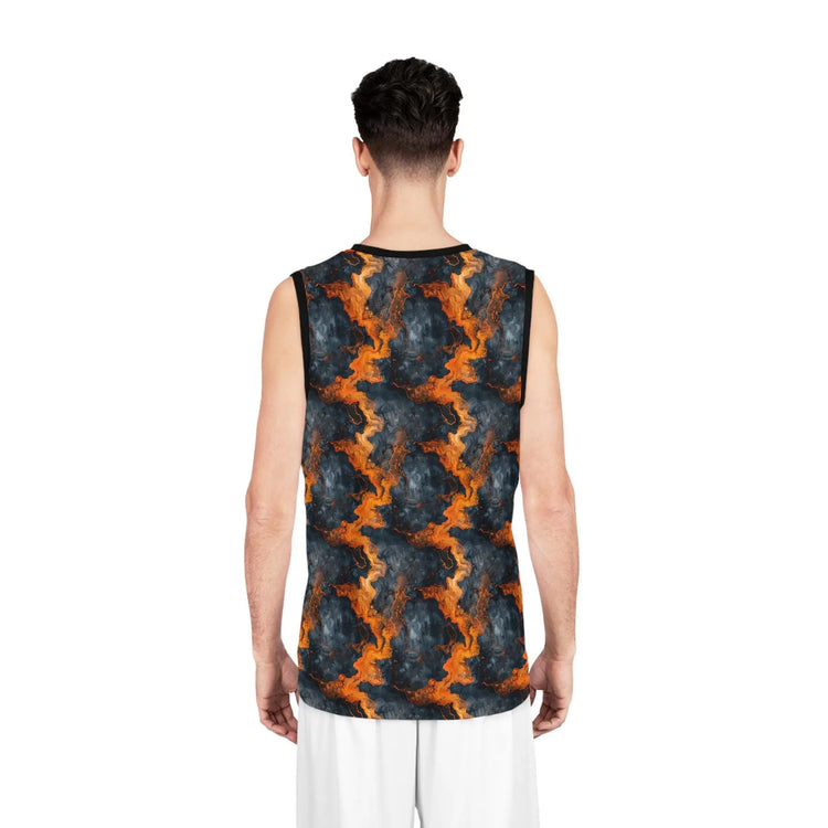 Abstract Flame Pattern Basketball Jersey, Sportswear, Team Jersey, Gifts for Athletes, Unique Sports Apparel