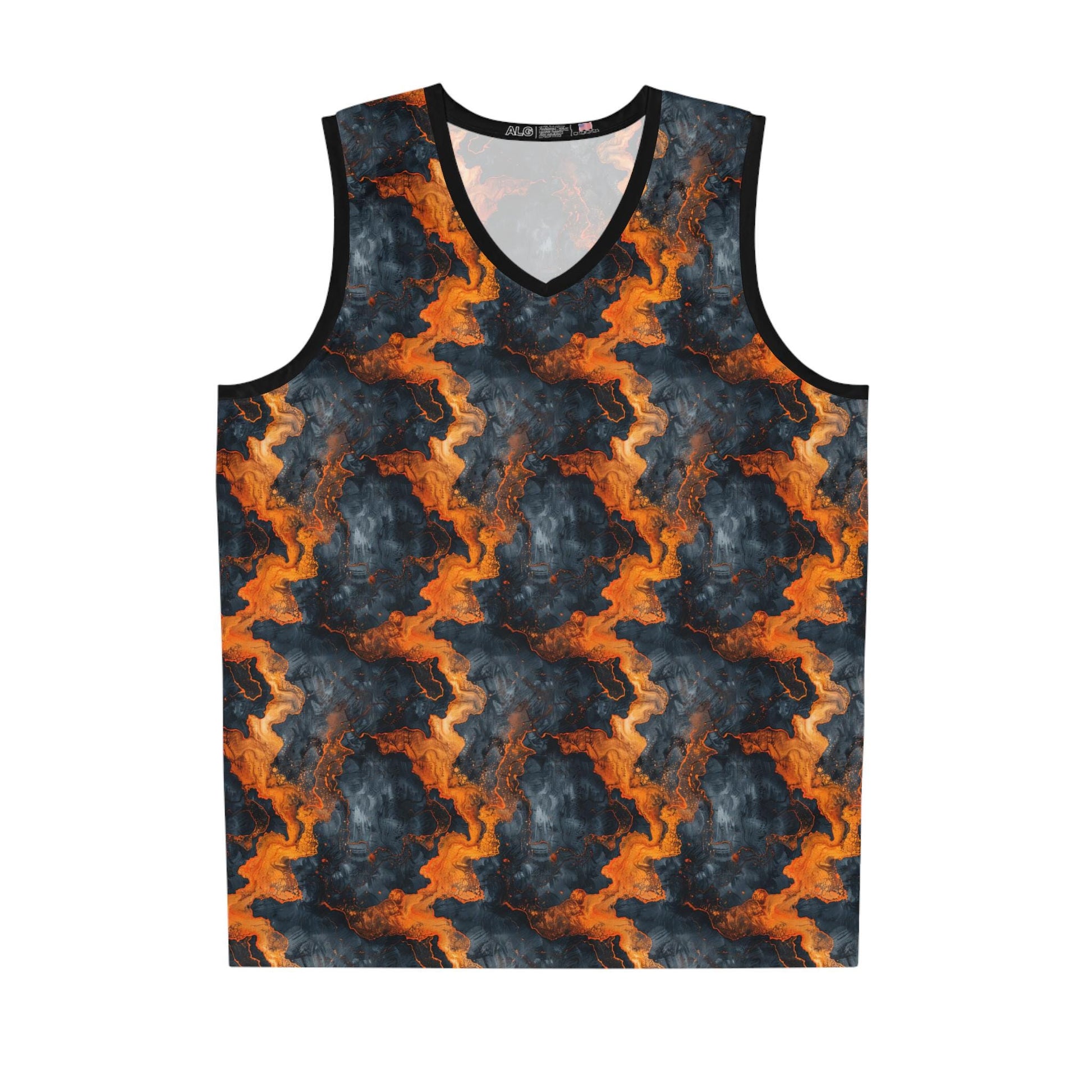 Abstract Flame Pattern Basketball Jersey, Sportswear, Team Jersey, Gifts for Athletes, Unique Sports Apparel