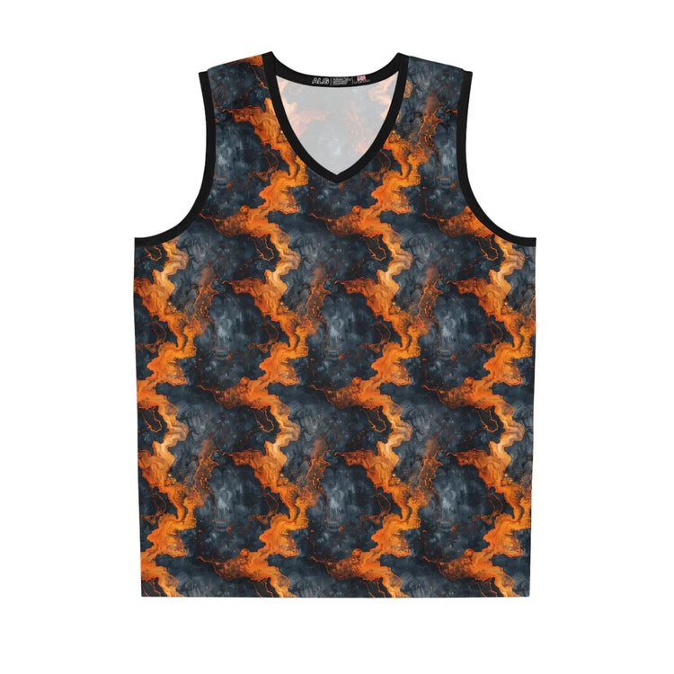 Abstract Flame Pattern Basketball Jersey, Sportswear, Team Jersey, Gifts for Athletes, Unique Sports Apparel