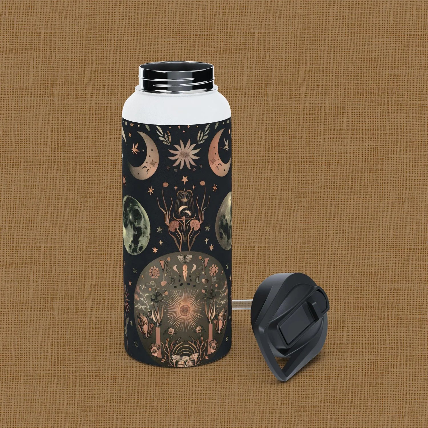 Botanical Print Stainless Steel Water Bottle, Eco-Friendly Drinkware, Floral Design, Outdoors Adventure, Travel Mug, Gift for Nature Lovers