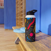 Colorful Abstract Stainless Steel Water Bottle - Outdoor Adventures, Stylish Travel Mug, Fitness Water Jug, Eco-friendly Gift, Vibrant