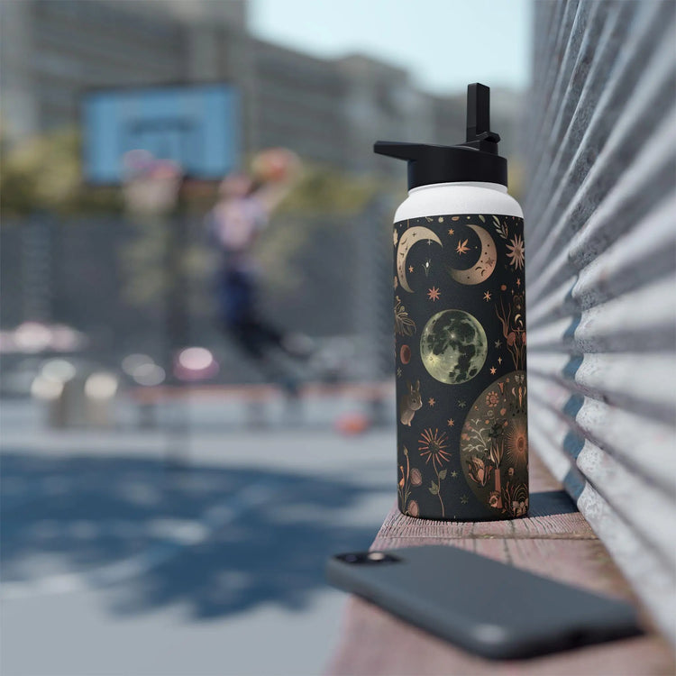 Botanical Print Stainless Steel Water Bottle, Eco-Friendly Drinkware, Floral Design, Outdoors Adventure, Travel Mug, Gift for Nature Lovers