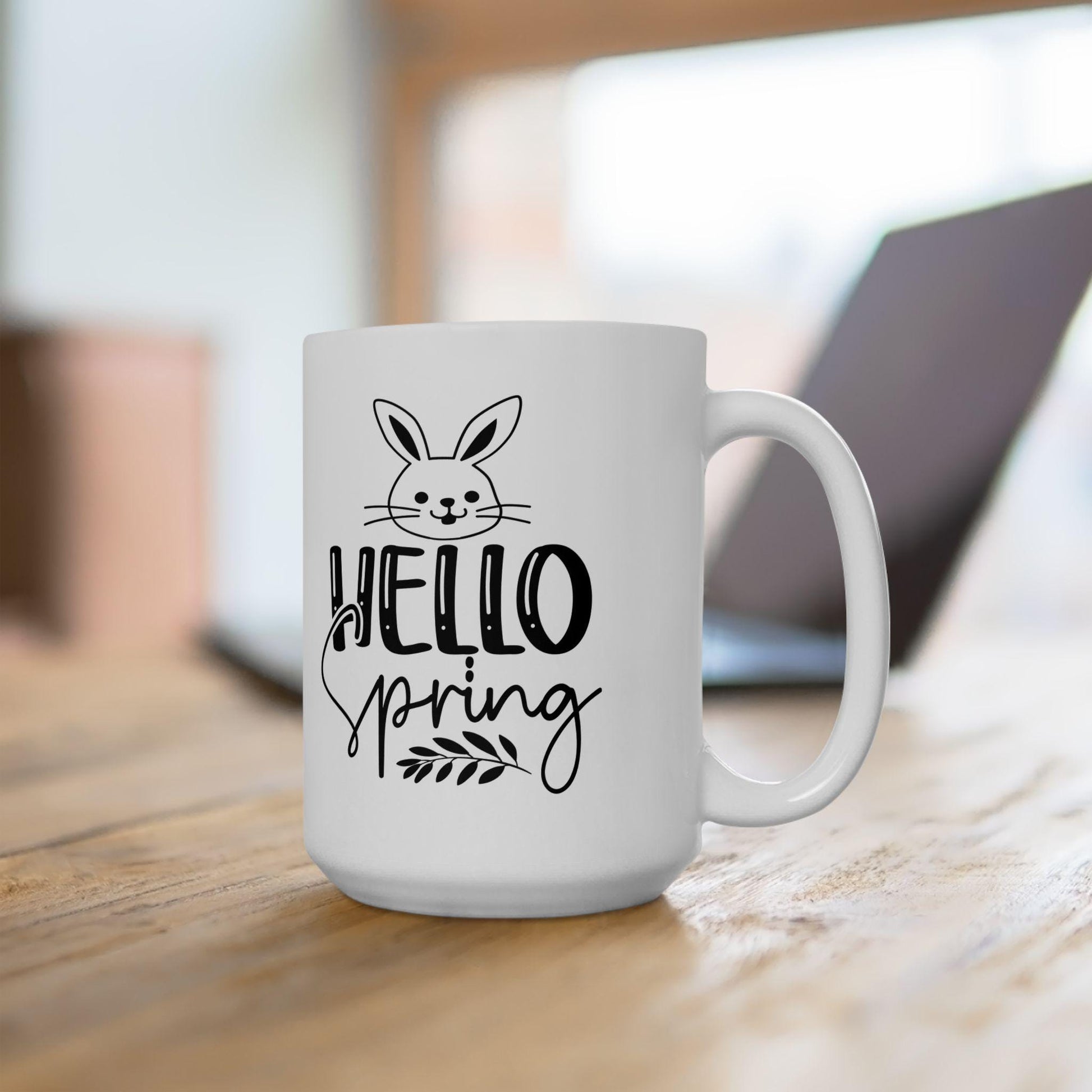 Cute Spring Bunny Ceramic Mug - Perfect Gift for Easter, Spring Decor, Coffee Lovers, Nature Enthusiasts, Dishwasher Safe