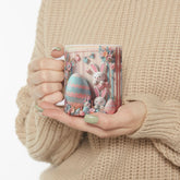 Whimsical Bunny Ceramic Mug - Perfect for Easter Coffee Lovers, Cute Gift for Kids, Spring Decor, Fun Tea Mug, Adorable 3D Floral Design