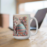 Whimsical Bunny Ceramic Mug - Perfect for Easter Coffee Lovers, Cute Gift for Kids, Spring Decor, Fun Tea Mug, Adorable 3D Floral Design