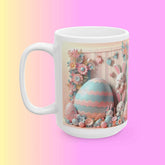 Whimsical Bunny Ceramic Mug - Perfect for Easter Coffee Lovers, Cute Gift for Kids, Spring Decor, Fun Tea Mug, Adorable 3D Floral Design