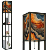 Floor Lamp with Shelves (Made in USA), Earth Tone Marble Unique Stylish Modern Home Lighting Decor