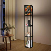 Floor Lamp with Shelves (Made in USA), Earth Tone Marble Unique Stylish Modern Home Lighting Decor