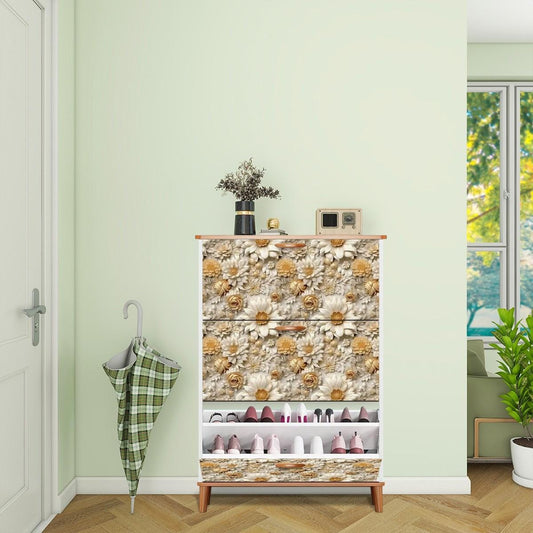 Floral Shoe Cabinet (Made in USA), Designer Home Office Shoe Organizer, Great Gift