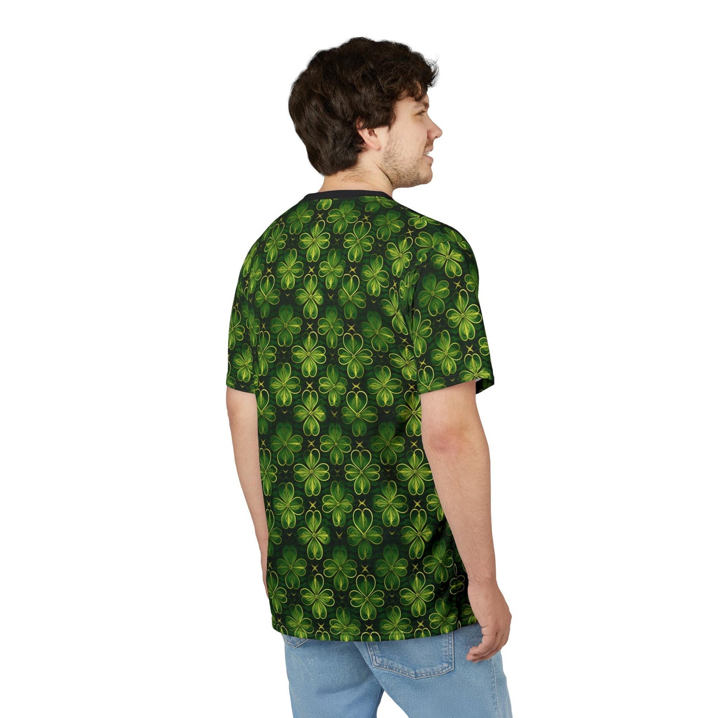 St. Patrick's Day Unisex Tee - Shamrock Cut & Sew T-Shirt, Green Floral Print Top, Celebrate Luck, Irish Pride Wear, Unique Gift Idea