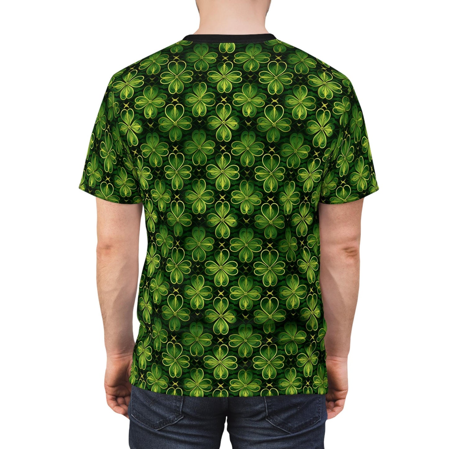 St. Patrick's Day Unisex Tee - Shamrock Cut & Sew T-Shirt, Green Floral Print Top, Celebrate Luck, Irish Pride Wear, Unique Gift Idea