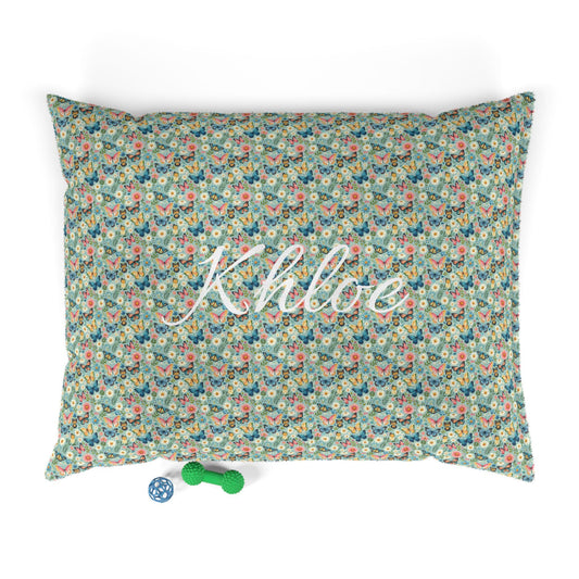 Floral Pet Bed for Dogs & Cats, Personalized Dog Bed with Butterflies, Cozy Pet Cushion, Unique Pet Gift, Home Decor for Pet Lovers