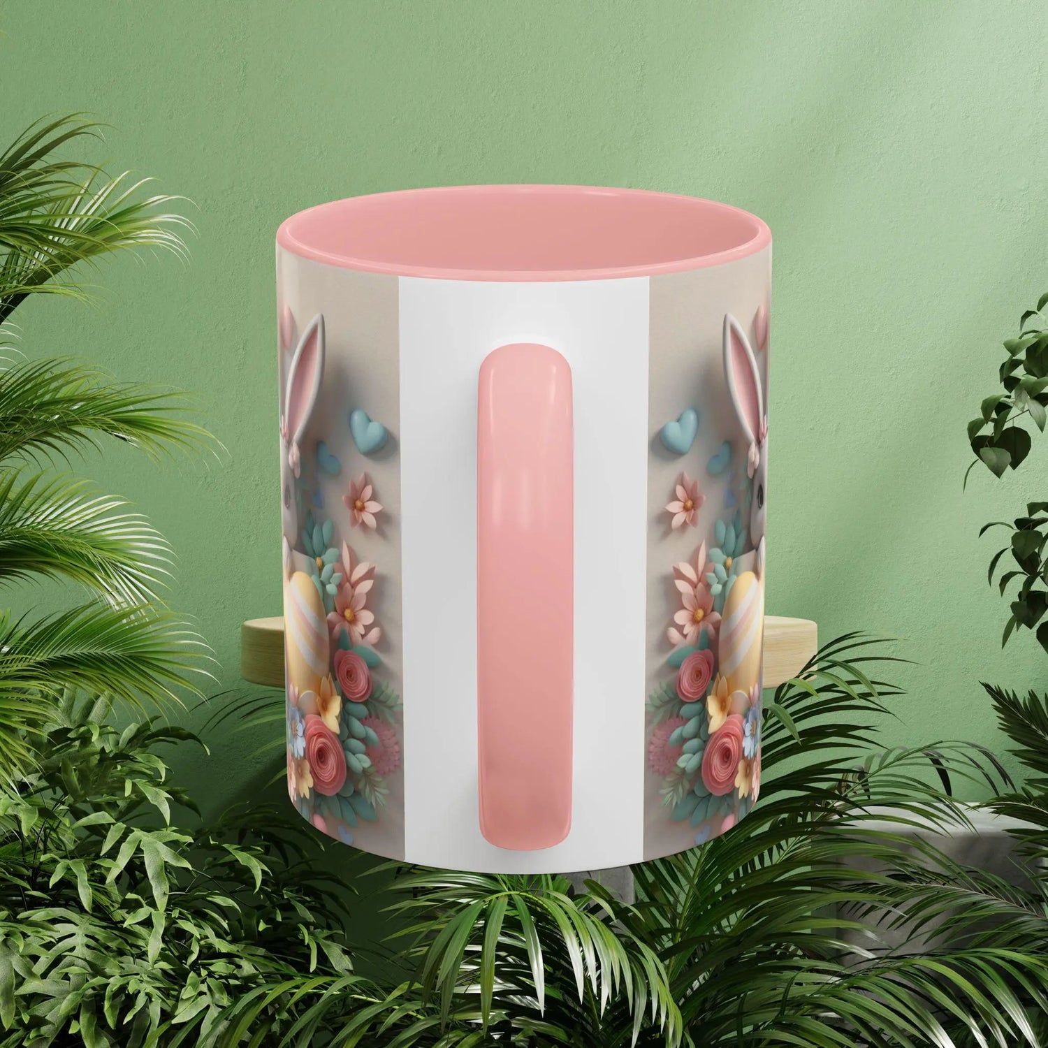 3D Easter Bunnies Coffee Mug, Spring Holiday Tea Cup, Easter Bunny Kitchen Decor, Cute Rabbit Drinkware, Pastel Easter Mug
