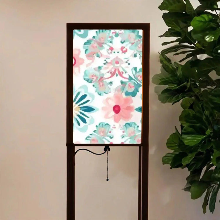 Colorful Spring Floor Lamp with Shelves (Made in USA), Designer Style Bright Living Room Hallway Shelf Lamp