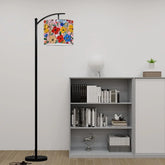 Floral Oil Painting Simulation Arc Floor Lamp (Made in USA), Designer Style Fashion Home Decor, Great Gift