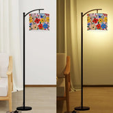 Floral Oil Painting Simulation Arc Floor Lamp (Made in USA), Designer Style Fashion Home Decor, Great Gift