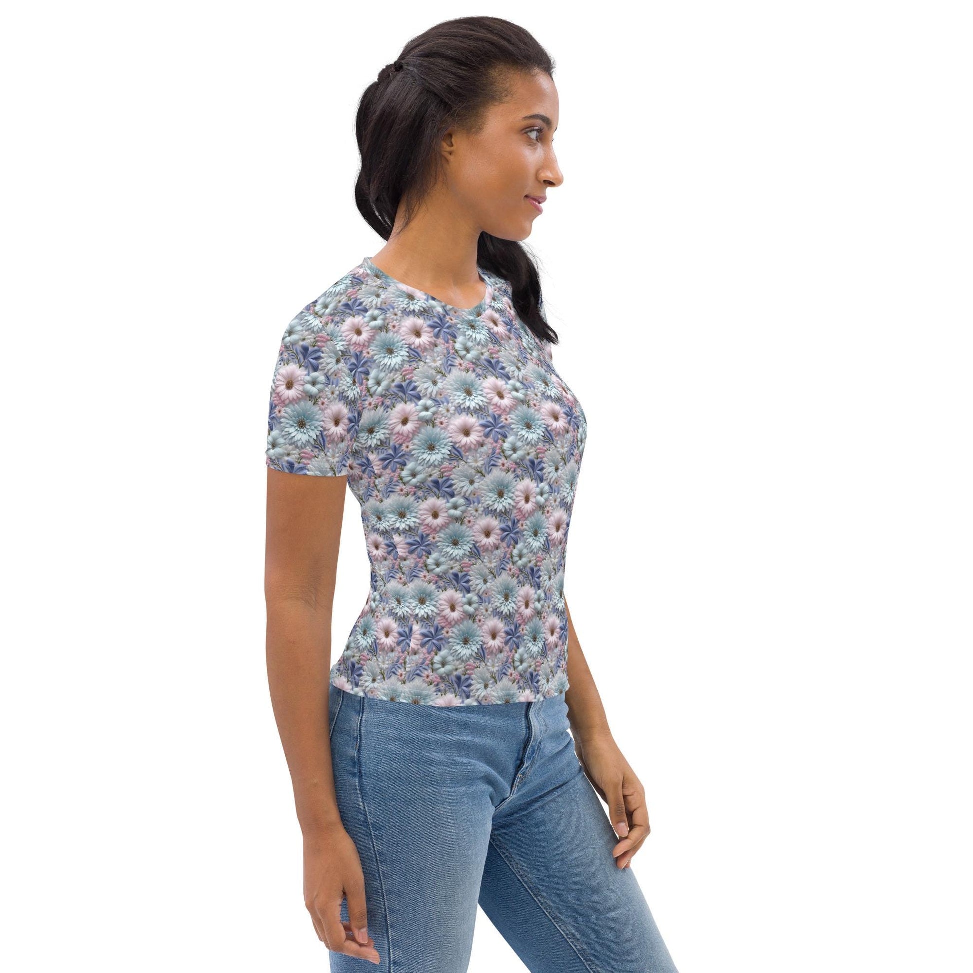 Pretty Spring Floral Pattern Women&#39;s Casual Shirt | Trendy Boho Chic Blouse | Lightweight Comfortable | Perfect for Spring & Summer