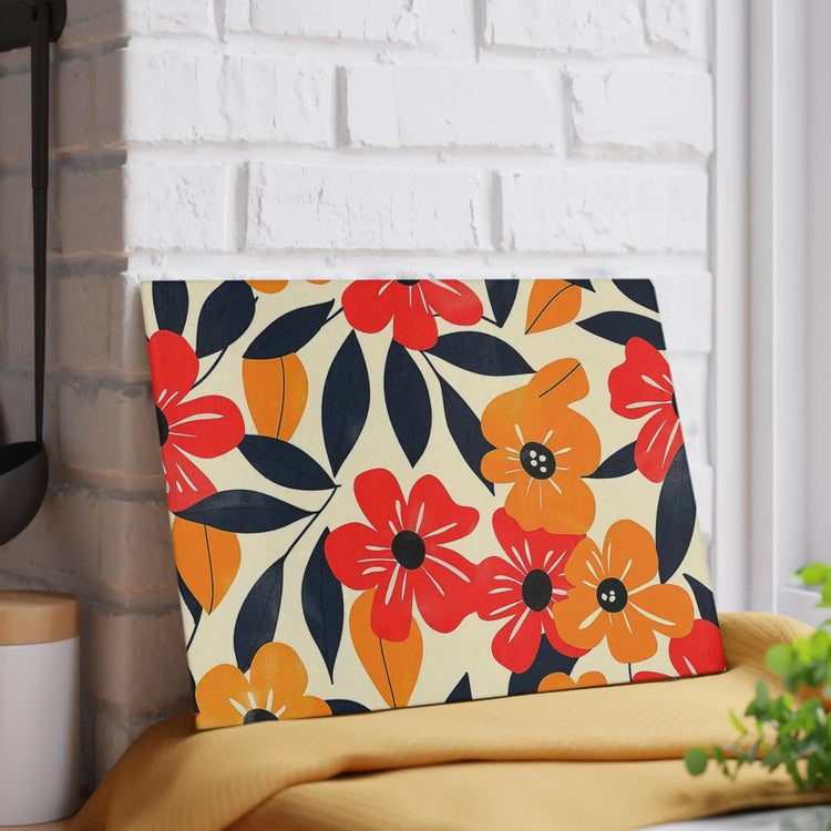 Floral Glass Cutting Board | Bright Kitchen Decor, Unique Gift for Weddings, Housewarming, Mothers Day, Foodie Kitchen