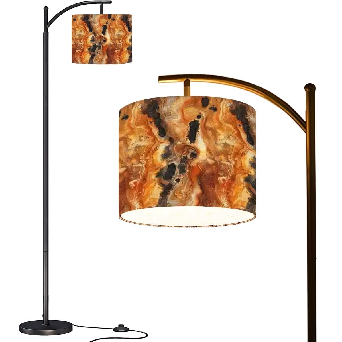 Earth Tone Marble Design Arc Floor Lamp | Modern Handmade USA Lamp | Stylish Living Room Lighting