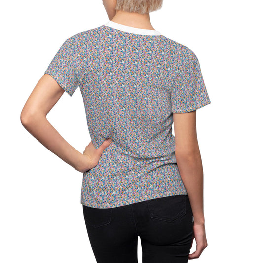 Colorful Floral Tee, Women's Casual Summer Top, Vintage Style Shirt, Gift for Her, Trendy Everyday Wear, Flower Print Tshirt, Women's