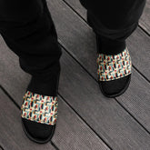 90’s Retro Geometric Slides for Men – Bold Pattern Slide Sandals, Vintage-Inspired Casual Slippers, Trendy Non-Slip Summer Pool Shoes